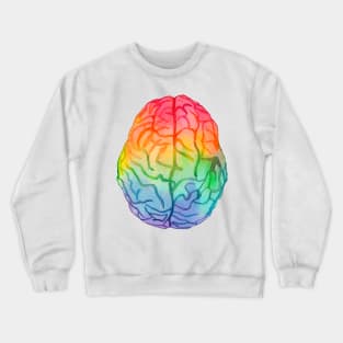 Watercolor Rainbow Brain (white) Crewneck Sweatshirt